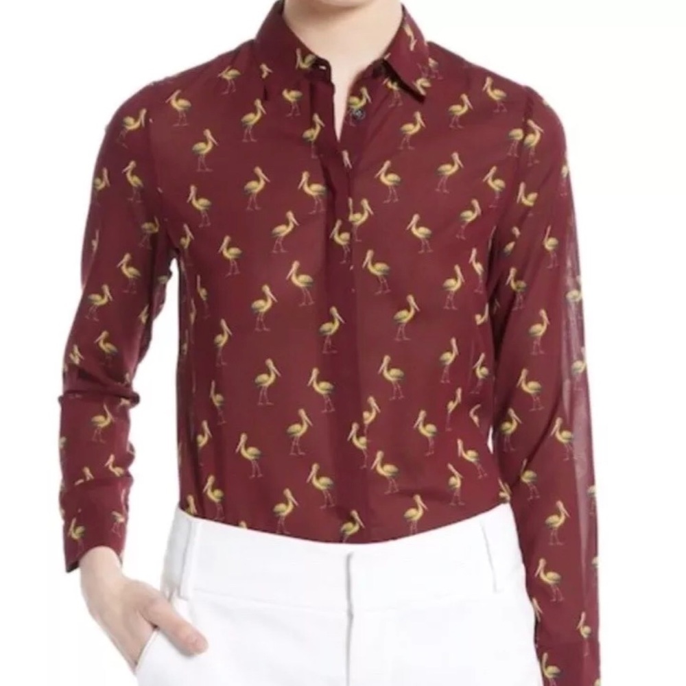 Alice & Olivia Pelican Paradise button down shirt